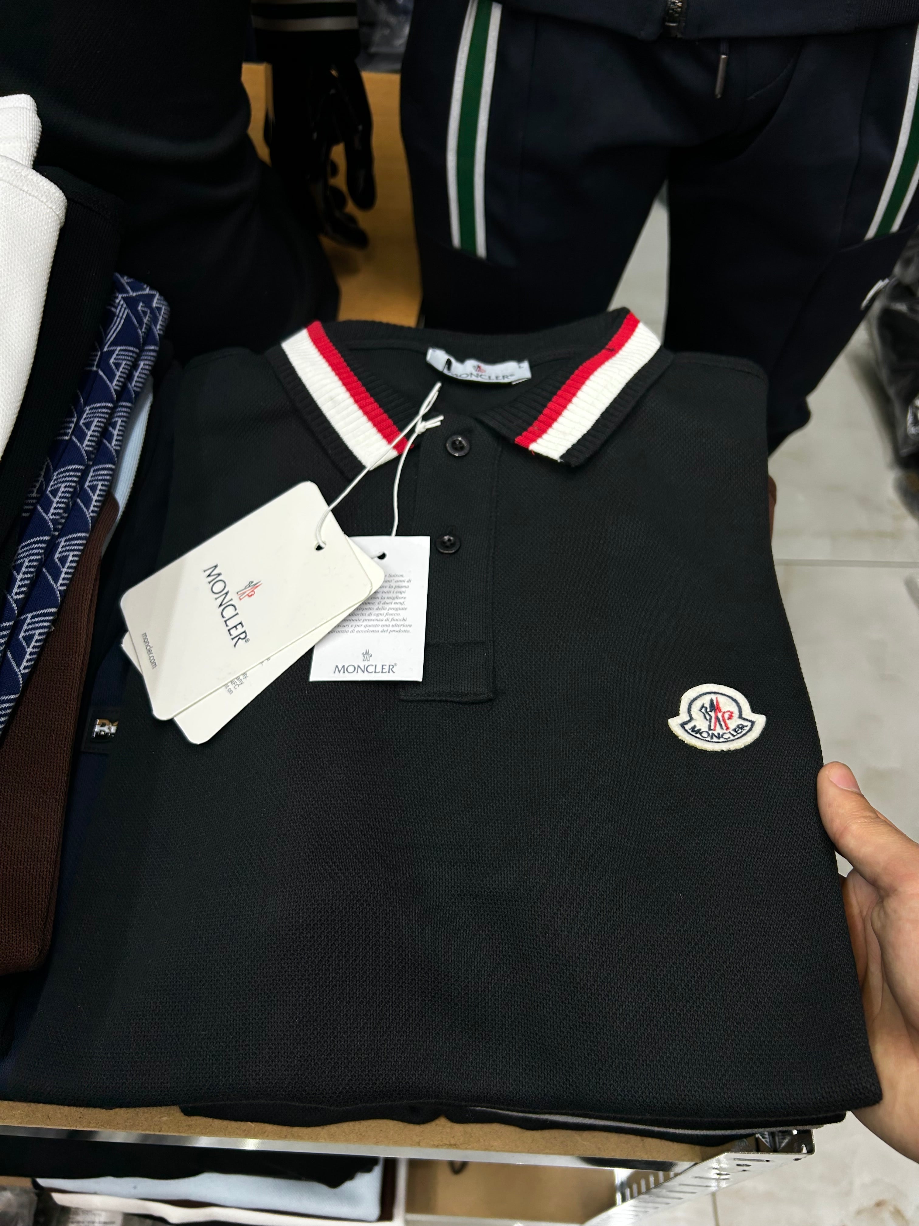 Moncler Black Polo T-Shirt