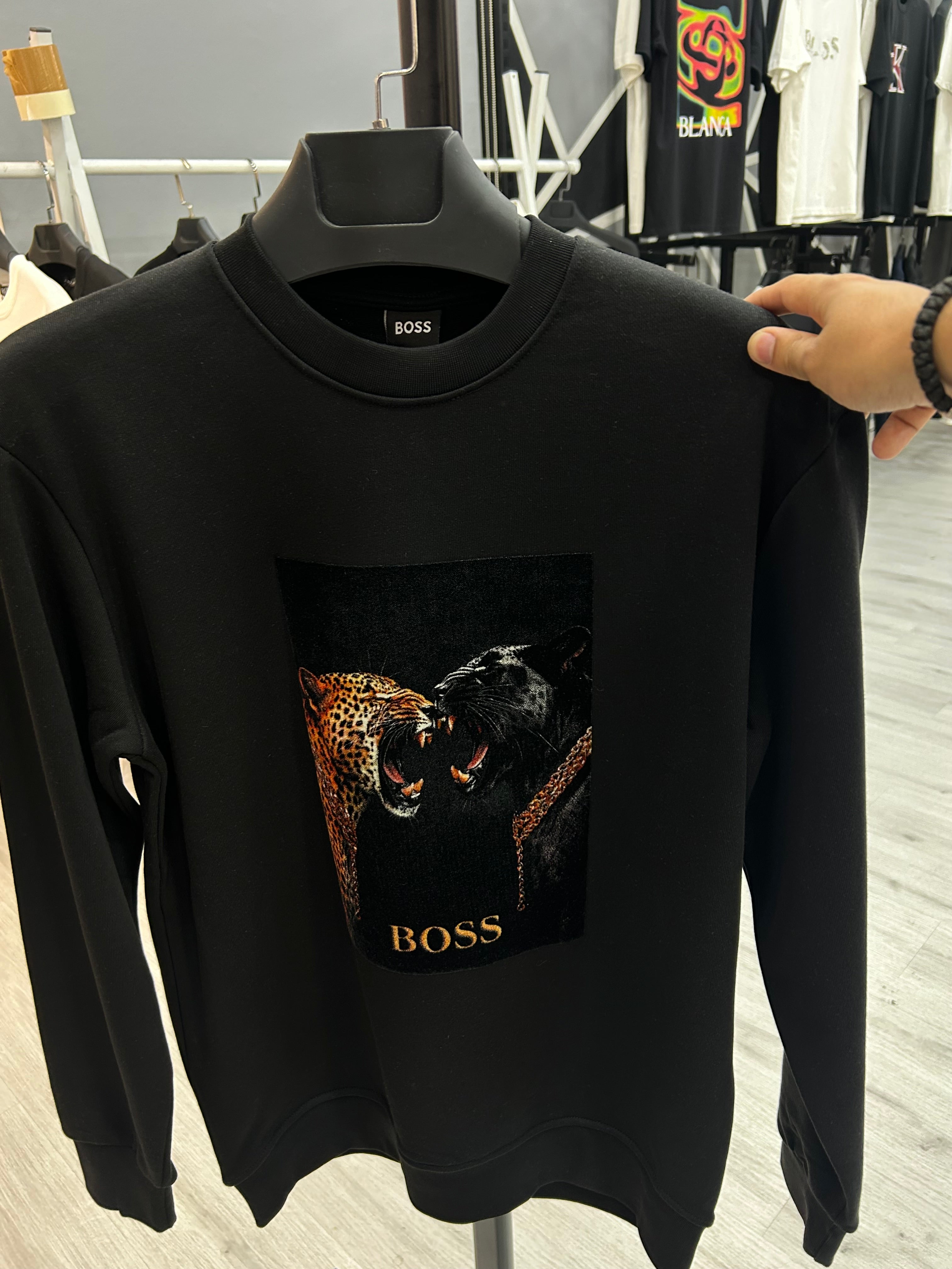 Boss Leopard Sweatshirt-Black