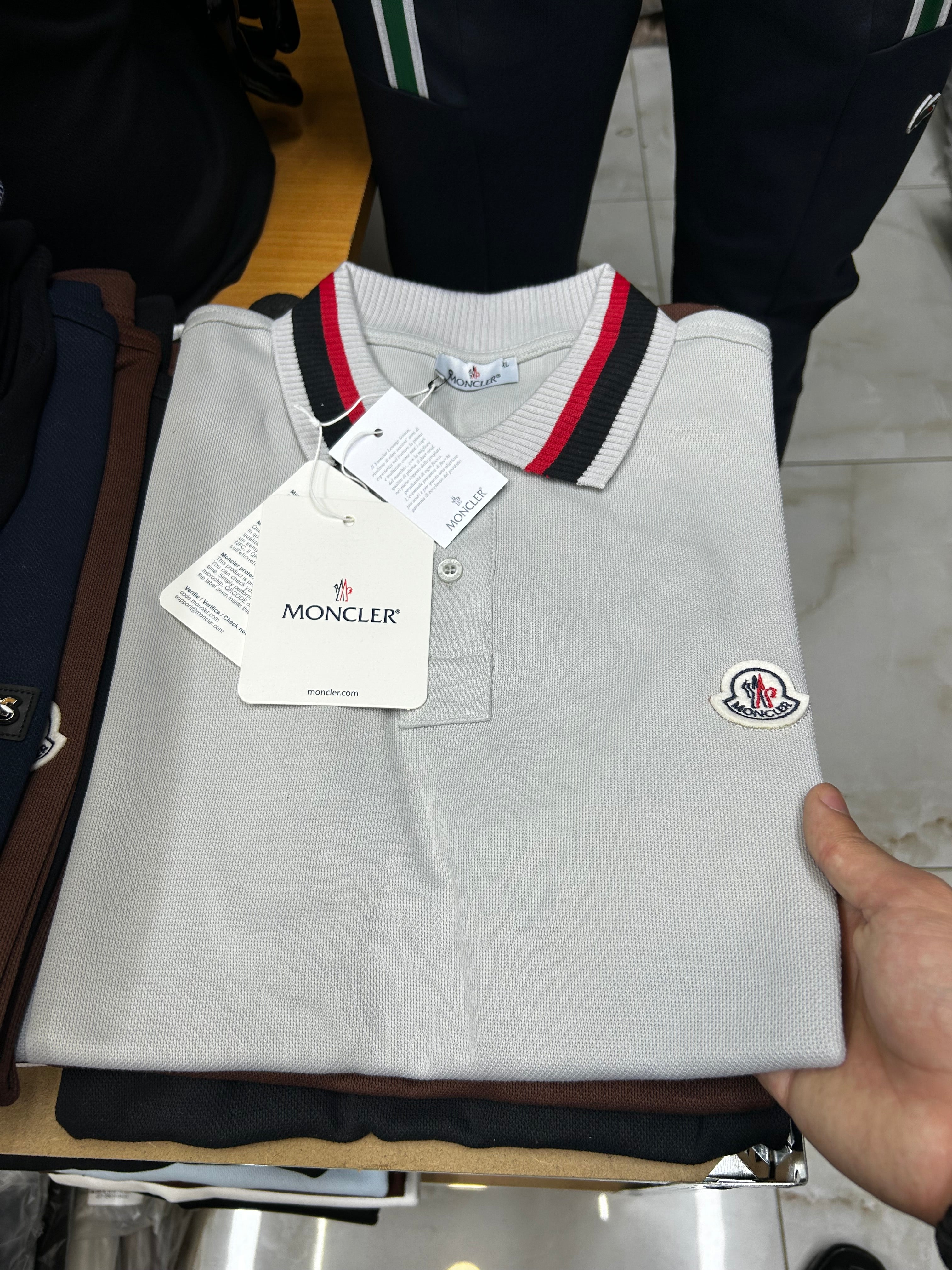 Moncler Grey Polo T-Shirt