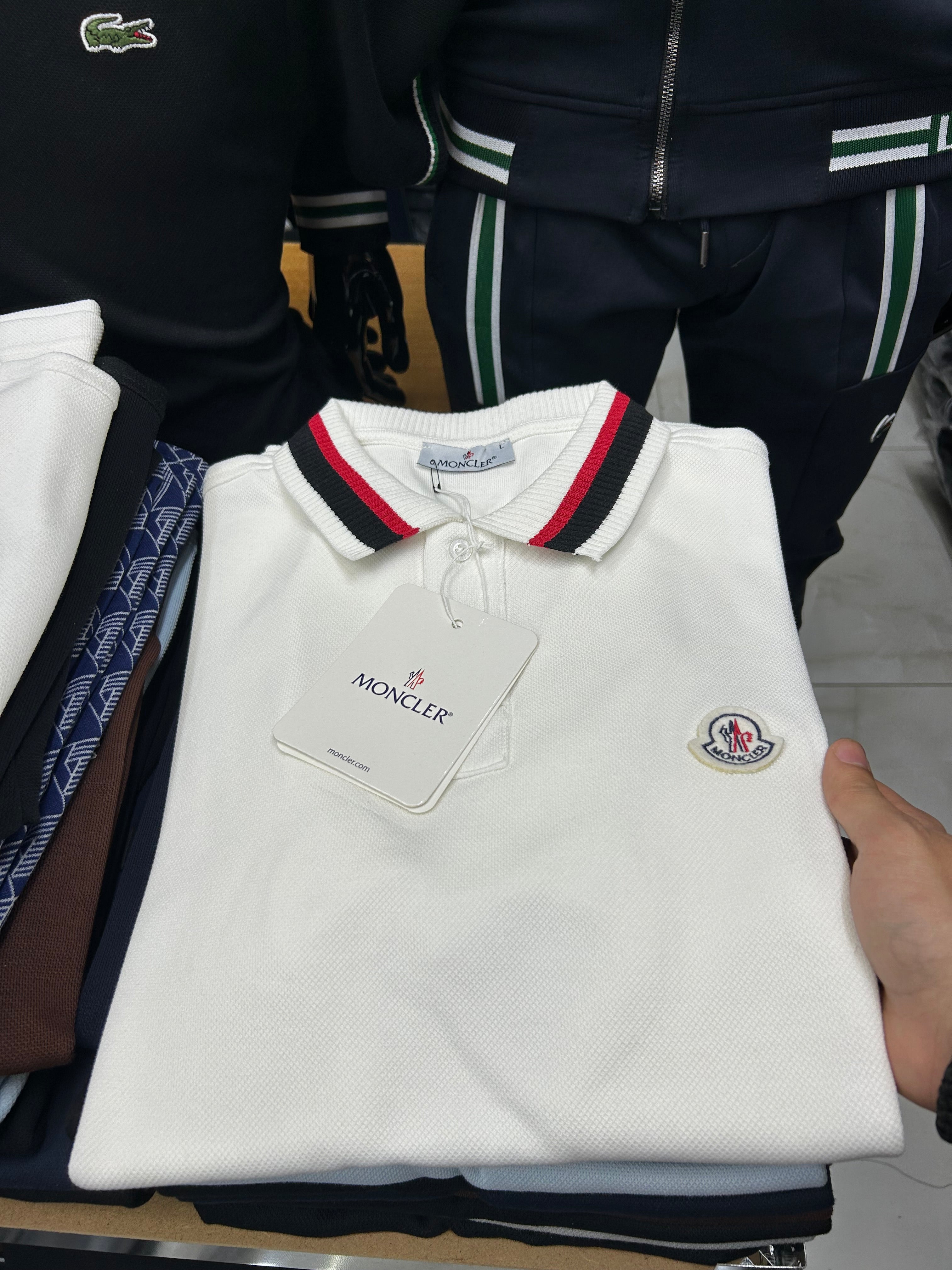 Moncler White Polo T-Shirt